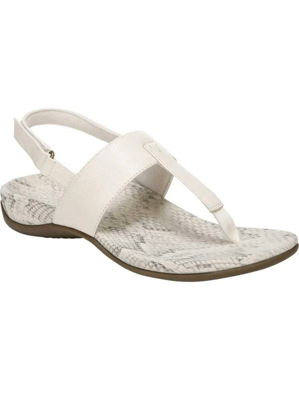 Vionic Tala T Strap Cream Faux Snake Print Leather Sandal 9.5